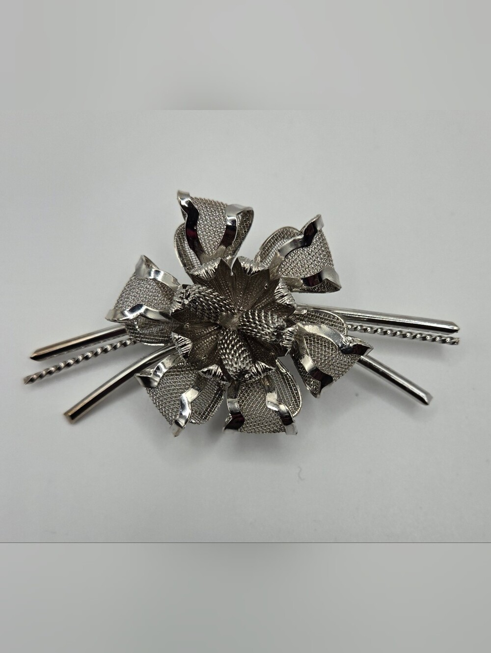 Silver Floral Statement Bracelet - Elegant Women's Jewelry
